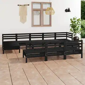 ManoMano 10-tlg. Gartenmöbel Set Sitzgruppe Essgruppe Schwarz Massivholz Kiefer DE63485 Angebot