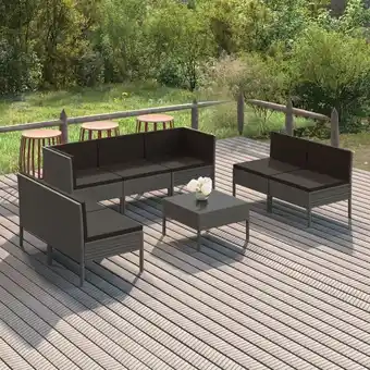 ManoMano 8-tlg. Garten-Lounge-Set Gartenmöbel-Set Terrassen-Sitzgruppe mit Auflagen Poly Rattan Grau ZDEH50651 Maisonchic Angebot