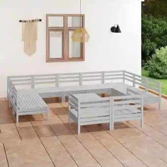 ManoMano 12-tlg. Garten-Lounge-Set Gartenmöbel-Set Terrassen-Sitzgruppe Weiß Massivholz Kiefer ZDEH32408 Maisonchic Angebot