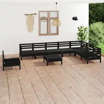 ManoMano 9-tlg. Garten-Lounge-Set Gartenmöbel Set Sitzgruppe Essgruppe Massivholz Kiefer Schwarz DE97446 Angebot