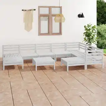 ManoMano 10-tlg. Garten-Lounge-Set Gartenmöbel-Set Terrassen-Sitzgruppe Massivholz Kiefer Weiß ZDEH29574 MaisonChic Angebot