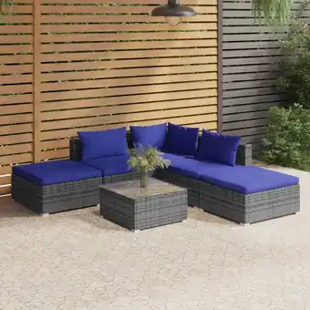 ManoMano 6-tlg. Garten-Lounge-Set Gartenmöbel-Set Terrassen-Sitzgruppe mit Kissen Poly Rattan Grau ZDEH36368 Maisonchic Angebot