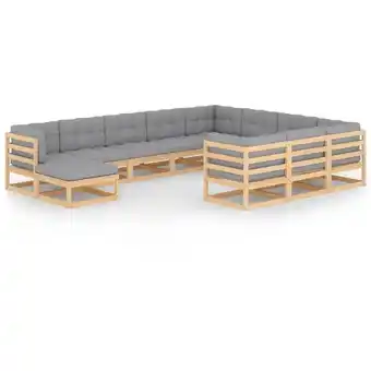 ManoMano Maisonchic - 11-tlg. Gartenmöbel Set Sitzgruppe Essgruppe mit Kissen Kiefer Massivholz DE73388 Angebot