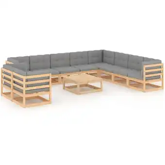 ManoMano 11-tlg. Garten-Lounge-Set, Gartenmöbel, Sitzgruppe Gartenset mit Kissen Kiefer Massivholz LLOAQ982771 MaisonChic Angebot