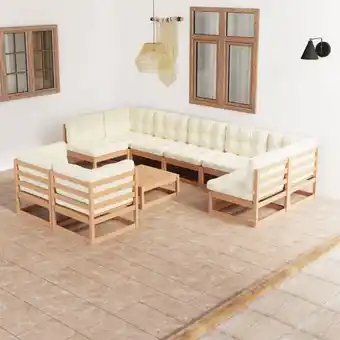 ManoMano 10-tlg. Garten-Lounge-Set, Gartenmöbel, Sitzgruppe Gartenset Kissen Honigbraun Kiefer Massivholz LLOAQ459911 Maisonchic Angebot