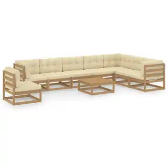 ManoMano Maisonchic - 9-tlg. Garten-Lounge-Set Gartenmöbel Set Sitzgruppe Essgruppe Kissen Honigbraun Kiefer Massivholz DE98333 Angebot