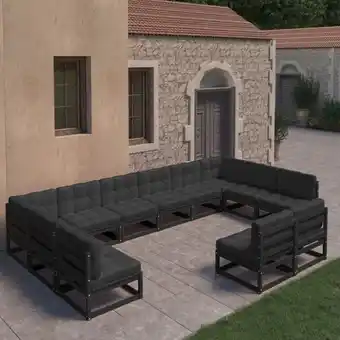 ManoMano 12-tlg. Garten-Lounge-Set mit Kissen Schwarz Massivholz Kiefer vidaXL828567 Angebot