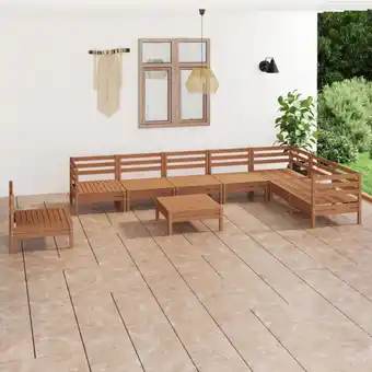 ManoMano 9-tlg. Garten-Lounge-Set, Gartenmöbel, Sitzgruppe Gartenset Massivholz Kiefer Honigbraun LLOAQ475853 Maisonchic Angebot