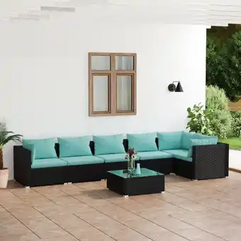 ManoMano 7-tlg. Sitzgruppe Gartenmöbel Set - Garten-Lounge-Set mit Kissen Poly Rattan Schwarz BV499963 Bonnevie Angebot