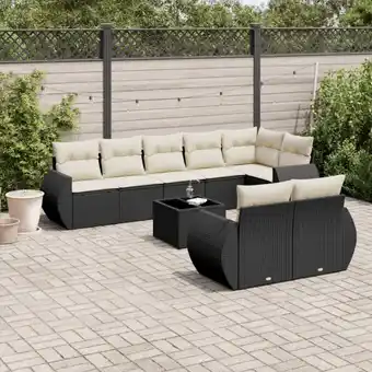 ManoMano 9-tlg. Garten-Sofagarnitur mit Kissen Schwarz Poly Rattan vidaXL78997 Angebot