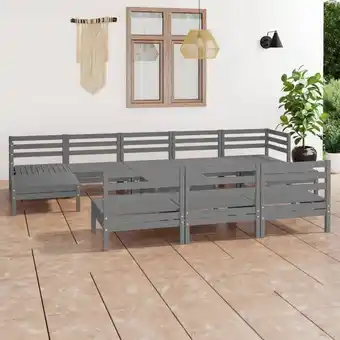 ManoMano 11-tlg. Sitzgruppe Gartenmöbel Set - Balkonmöbel Set Grau Massivholz Kiefer BV700087 Bonnevie Angebot