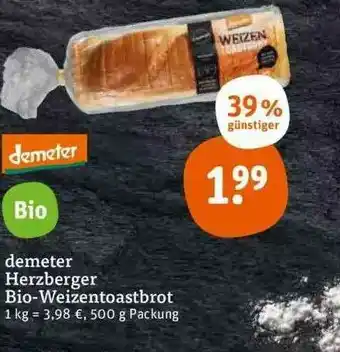 tegut Demeter Herzberger Bio-weizentoastbrot Angebot