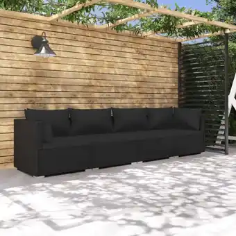 ManoMano 4-tlg. Garten-Lounge-Set, Gartenmöbel, Sitzgruppe Gartenset mit Auflagen Poly Rattan Schwarz LLOAQ135957 Maisonchic Angebot