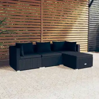 ManoMano 4-tlg. Garten-Lounge-Set Gartenmöbel-Set Terrassen-Sitzgruppe mit Kissen Poly Rattan Schwarz ZDEH57830 Maisonchic Angebot