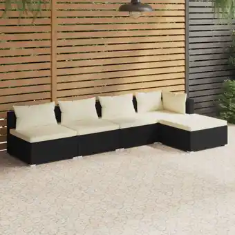 ManoMano 5-tlg. Sitzgruppe Gartenmöbel Set - Balkonmöbel Set mit Kissen Poly Rattan Schwarz BV799662 Bonnevie Angebot