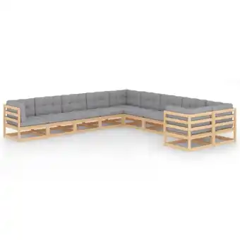 ManoMano Maisonchic - 10-tlg. Garten-Lounge-Set, Gartenmöbel, Sitzgruppe Gartenset mit Kissen Kiefer Massivholz LLOAQ518654 Angebot