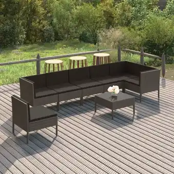 ManoMano 8-tlg. Garten-Lounge-Set Gartenmöbel-Set Terrassen-Sitzgruppe mit Auflagen Poly Rattan Grau ZDEH43977 Maisonchic Angebot