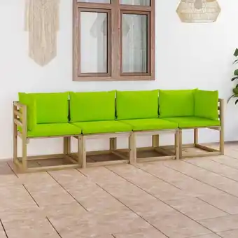 ManoMano Bonnevie - Gartensofa 4-Sitzer,Lounge-Sofamit Kissen in Hellgrün vidaXL Angebot