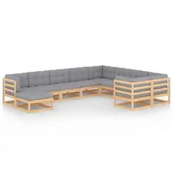 ManoMano Maisonchic - 10-tlg. Gartenmöbel Set Sitzgruppe Essgruppe mit Kissen Kiefer Massivholz DE95351 Angebot