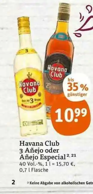 tegut Havana Club 3 Añejo Oder Añejo Especial Angebot