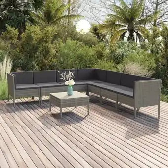 ManoMano 8-tlg. Garten-Lounge-Set Gartenmöbel Set Sitzgruppe Essgruppe mit Auflagen Poly Rattan Grau DE22095 Angebot