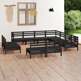 ManoMano Maisonchic - 11-tlg. Gartenmöbel Set Sitzgruppe Essgruppe Massivholz Kiefer Schwarz DE86430 Angebot