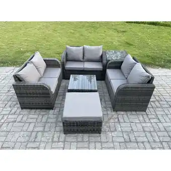 ManoMano Gartenmöbel Sets im Freien 7-Sitzer Wicker Rattan Möbel Sofa Sets mit quadratischem Couchtisch Liebe Sitz Sofa Großer Fußhock Angebot