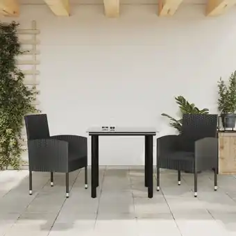 ManoMano 3-tlg. Garten-Essgruppe,Gartenmöbel Set,Terrassen/Balkon/Outdoor-Essgruppe Schwarz Poly Rattan und Stahl AGHDE482732 Maisonch Angebot