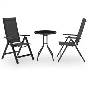 ManoMano Bonnevie - 3-tlg. Gartenmöbel Set Bistro-Set - Esstisch mit 2 Stühlen Schwarz und Anthrazit BV123560 Angebot