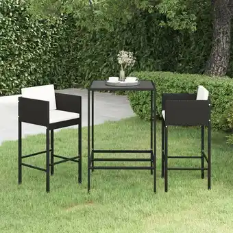 ManoMano 3-tlg. Gartenbar-Set,Gartenmöbel Set mit Kissen Poly Rattan Schwarz vidaXL Angebot