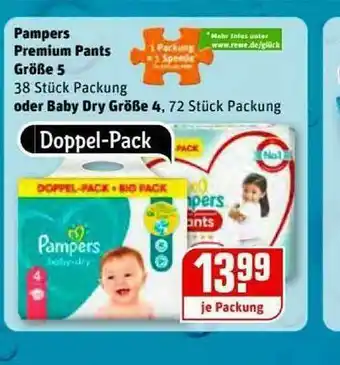 REWE Kaufpark Pampers Premium Pants Größe 5 Oder Baby Dry Größe 4 Angebot