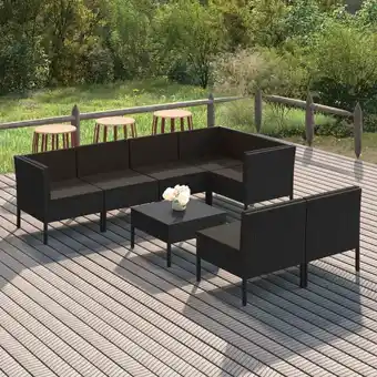 ManoMano 8-tlg. Garten-Lounge-Set Gartenmöbel-Set Terrassen-Sitzgruppe mit Auflagen Poly Rattan Schwarz ZDEH20533 Maisonchic Angebot