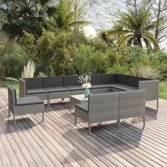 ManoMano 11-tlg. Garten-Lounge-Set,Gartenmöbel-Set mit Auflagen Poly Rattan Grau vidaXL Angebot