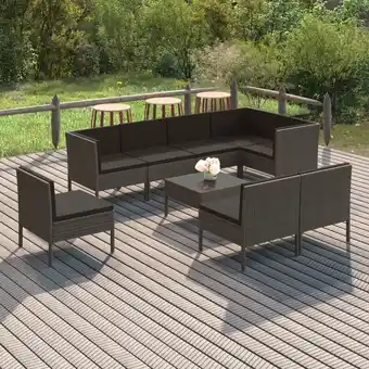 ManoMano 9-tlg. Garten-Lounge-Set Gartenmöbel-Set Terrassen-Sitzgruppe mit Auflagen Poly Rattan Grau ZDEH59597 MaisonChic Angebot