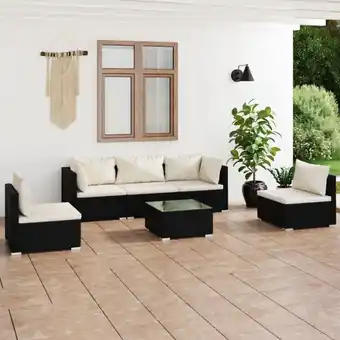 ManoMano 6-tlg. Garten-Lounge-Set mit Kissen Poly Rattan Schwarz vidaXL26619 Angebot