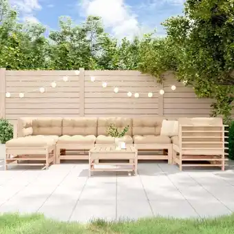 ManoMano 8-tlg. Garten-Lounge-Set,Gartenmöbel-Set,Terrassen-Sitzgruppe mit Kissen Massivholz AGHDE856364 Maisonchic Angebot