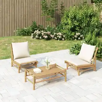 ManoMano Bonnevie - 3-tlg. Garten-Lounge-Set,Gartenmöbel-Set mit Kissen Creme Bambus vidaXL Angebot