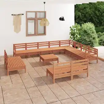 ManoMano Maisonchic - 13-tlg. Gartenmöbel Set Sitzgruppe Essgruppe Massivholz Kiefer Honigbraun DE47801 Angebot