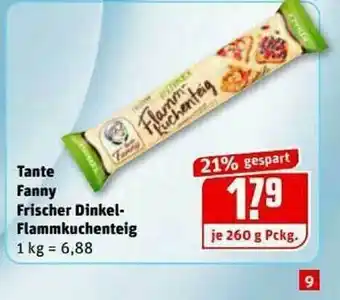 REWE Kaufpark Tante Fanny Frischer Dinkel-flammkuchenteig Angebot