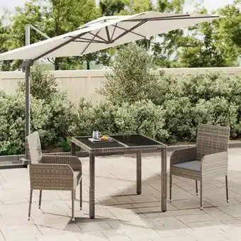 ManoMano Maisonchic - 3-tlg. Garten-Essgruppe Gartenmöbel Set Sitzgruppe mit Kissen Grau Poly Rattan DE66606 Angebot