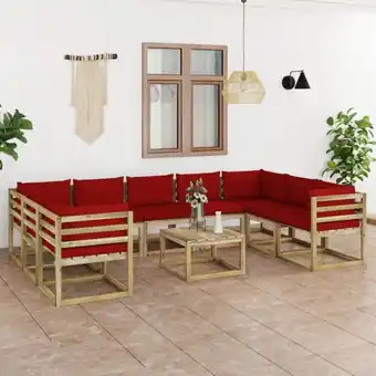 ManoMano 10-tlg. Garten-Lounge-Set Gartenmöbel-Set Terrassen-Sitzgruppe mit Kissen Imprägniertes Kiefernholz ZDEH57123 Maisonchic Angebot