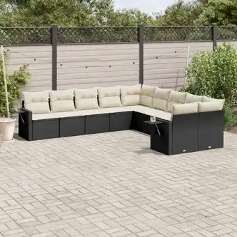 ManoMano 10-tlg. Garten-Sofagarnitur mit Kissen Schwarz Poly Rattan vidaXL90836 Angebot