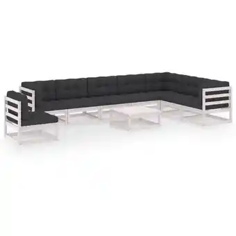 ManoMano 9-tlg. Garten-Lounge-Set Gartenmöbel-Set Terrassen-Sitzgruppe mit Kissen Weiß Kiefer Massivholz ZDEH19870 Maisonchic Angebot