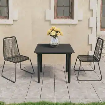 ManoMano 3-tlg. Garten-Essgruppe Gartenmöbel Set Terrassen/Balkon/Outdoor-Essgruppe pvc Rattan Schwarz ETHJ123202 Maisonchic Angebot