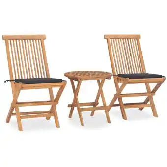 ManoMano 3-tlg. Garten-Essgruppe, Gartenmöbel, Sitzgruppe Gartenset mit Kissen Klappbar Massivholz Teak LLOAQ852489 Maisonchic Angebot