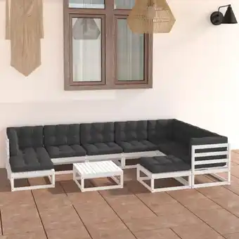 ManoMano 10-tlg. Garten-Lounge-Set Gartenmöbel-Set Terrassen-Sitzgruppe mit Kissen Weiß Kiefer Massivholz ZDEH35366 Maisonchic Angebot