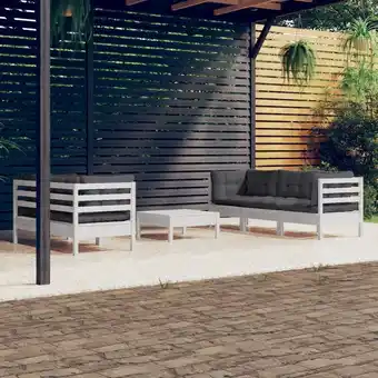 ManoMano 6-tlg. Garten-Lounge-Set Gartenmöbel-Set Terrassen-Sitzgruppe mit Anthrazit Kissen Kiefernholz ZDEH54803 Maisonchic Angebot