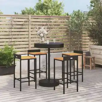 ManoMano 5-tlg. Gartenbar-Set,Gartenmöbel Set,Garten-Essgruppe Schwarz Poly Rattan & Massivholz Akazie AGHDE318707 Maisonchic Angebot