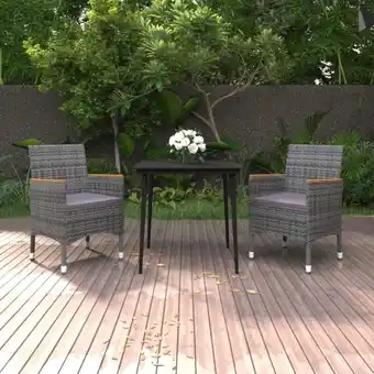 ManoMano 3-tlg. Garten-Essgruppe, Gartenmöbel, Sitzgruppe Gartenset mit Auflagen Poly Rattan und Glas LLOAQ354862 Maisonchic Angebot