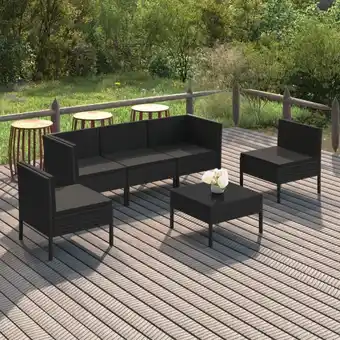 ManoMano 6-tlg. Garten-Lounge-Set,Gartenmöbel-Set mit Auflagen Poly Rattan Schwarz vidaXL Angebot